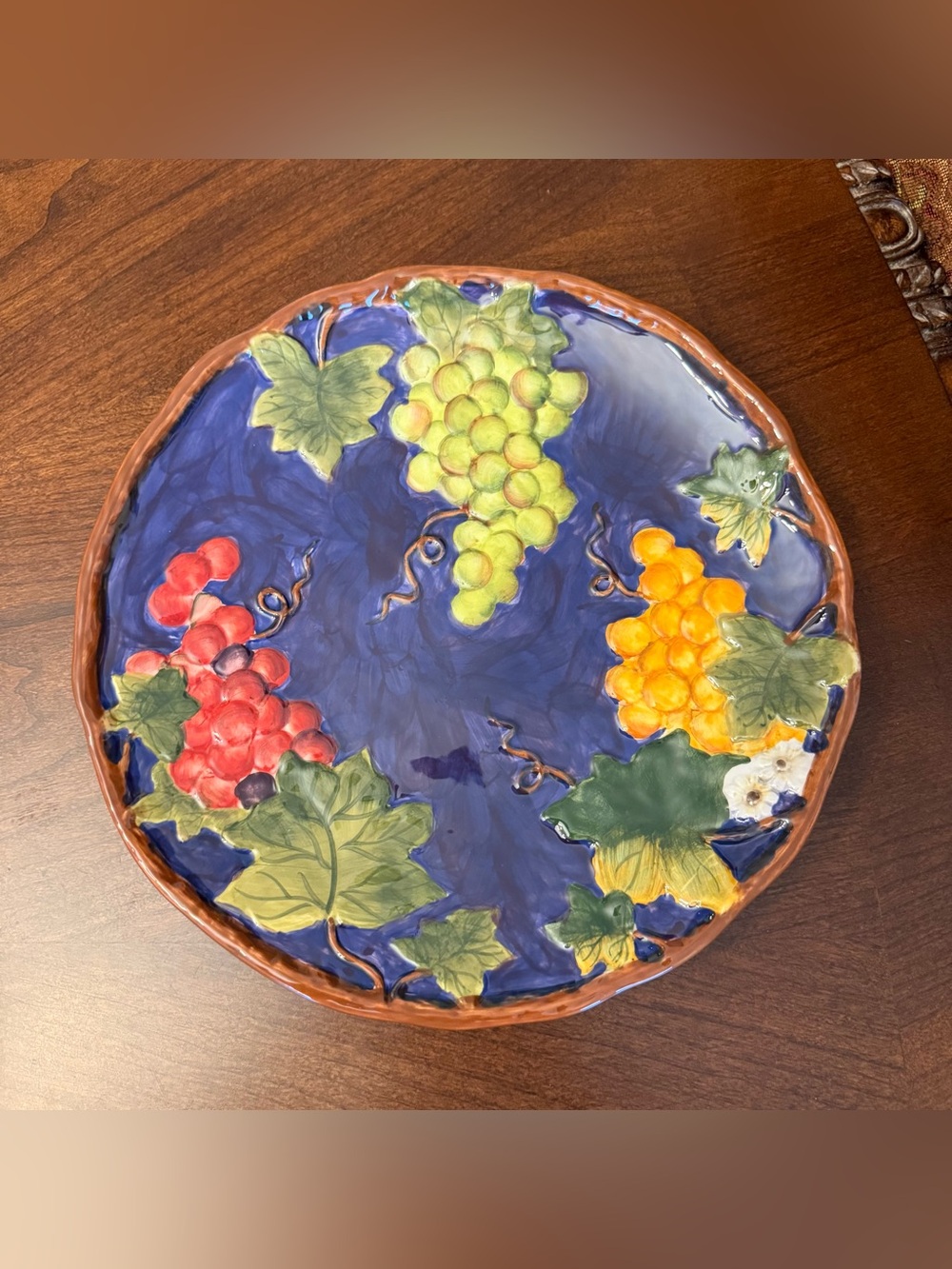 Certified International Vineyard Plates Dark Cobalt Blue Background Susan Winget